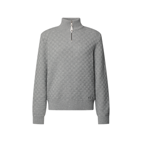 New In Men } Wool-Cashmere Half-Zip Pullover | Louis Vuitton ® (Product zoom)