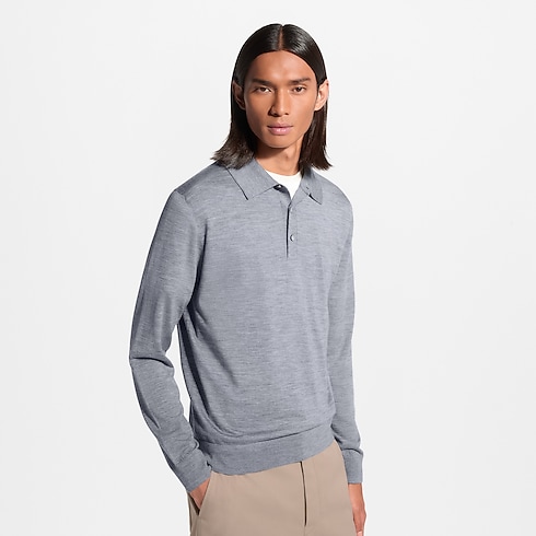 Ready-to-Wear All Ready-to-Wear Wool Silk Cashmere Long-Sleeved Polo Shirt | Louis Vuitton ® (Product zoom)