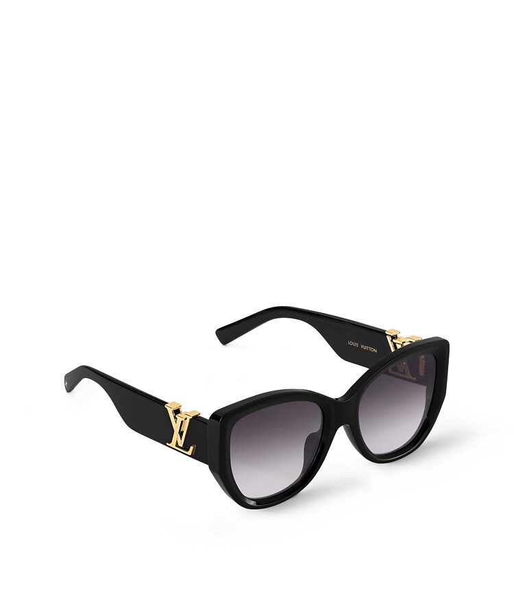 LOUIS VUITTON Black Gold Arrow Chain Sides Edge Cat Eye Sunglasses Louis Vuitton Black  main image 4
